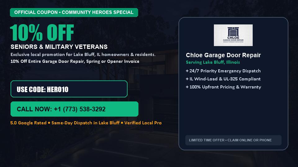 10% OFF Senior, Military & First Responder Discount in Lake Bluff, IL - Chloe Garage Door Repair